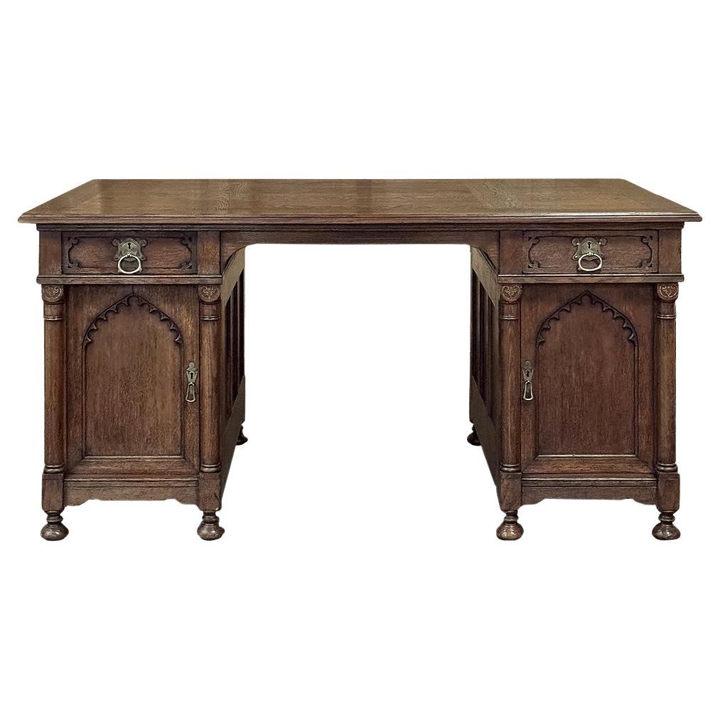Mid-Century Neogothic Executive Desk by Jansen & Sons of Amsterdam For Sale
