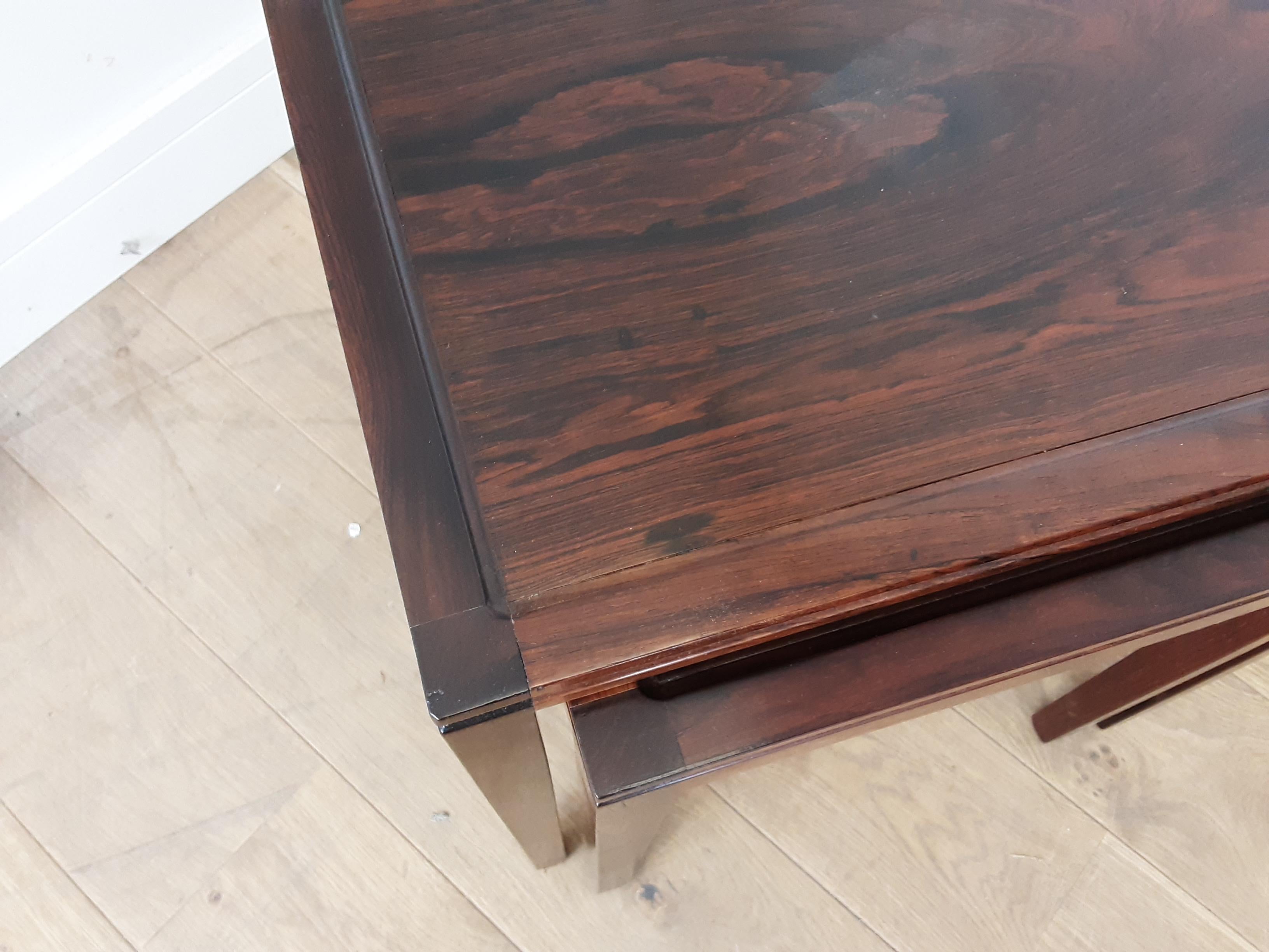 Mid-Century Modern Midcentury Nest of Tables in Deep Brown Figured Rosewood circa 1960 from Denmark For Sale