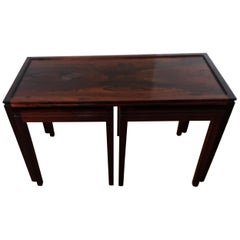Midcentury Nest of Tables in Deep Brown Figured Rosewood circa 1960 from Denmark