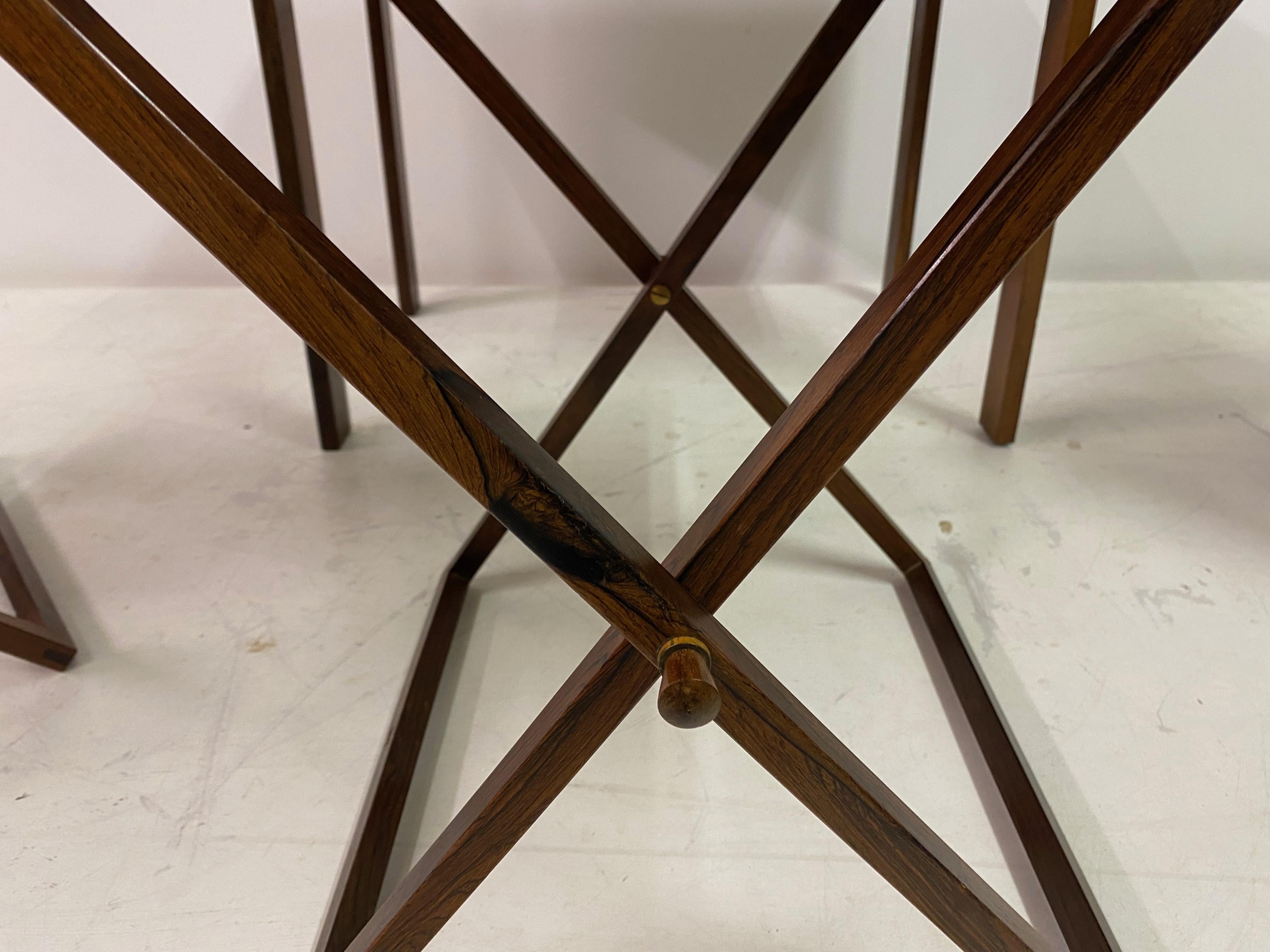 Mid Century Nest of Three Folding Tables by Illum Wikkelso 11
