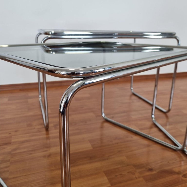Midcentury Nesting Tables, Bauhaus Style Coffee Tables, 70s, Italy For
