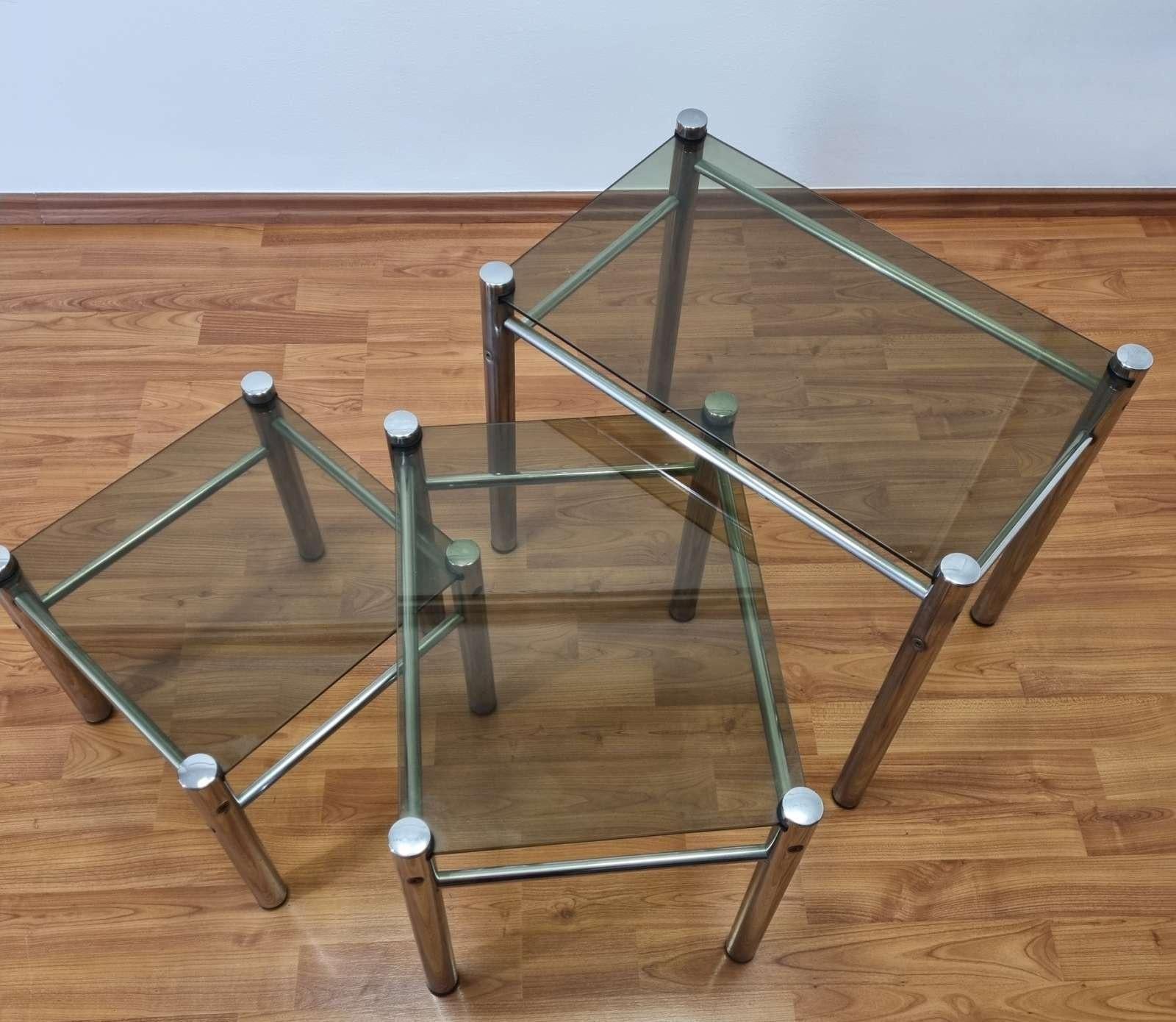 Mid Century Nesting Tables, Bauhaus Style Coffee Tables, Italy 70s In Good Condition In Lucija, SI