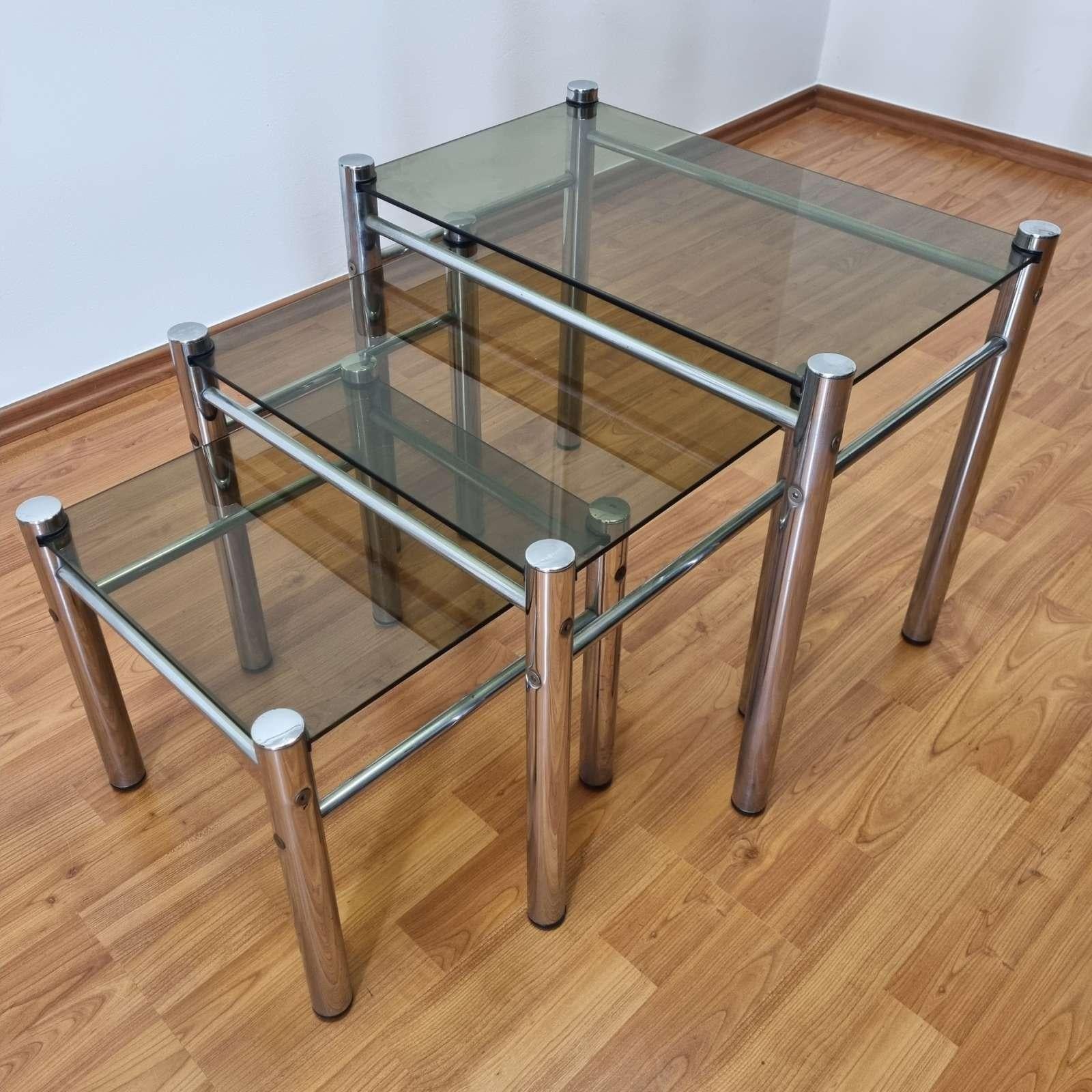 Mid-20th Century Mid Century Nesting Tables, Bauhaus Style Coffee Tables, Italy 70s