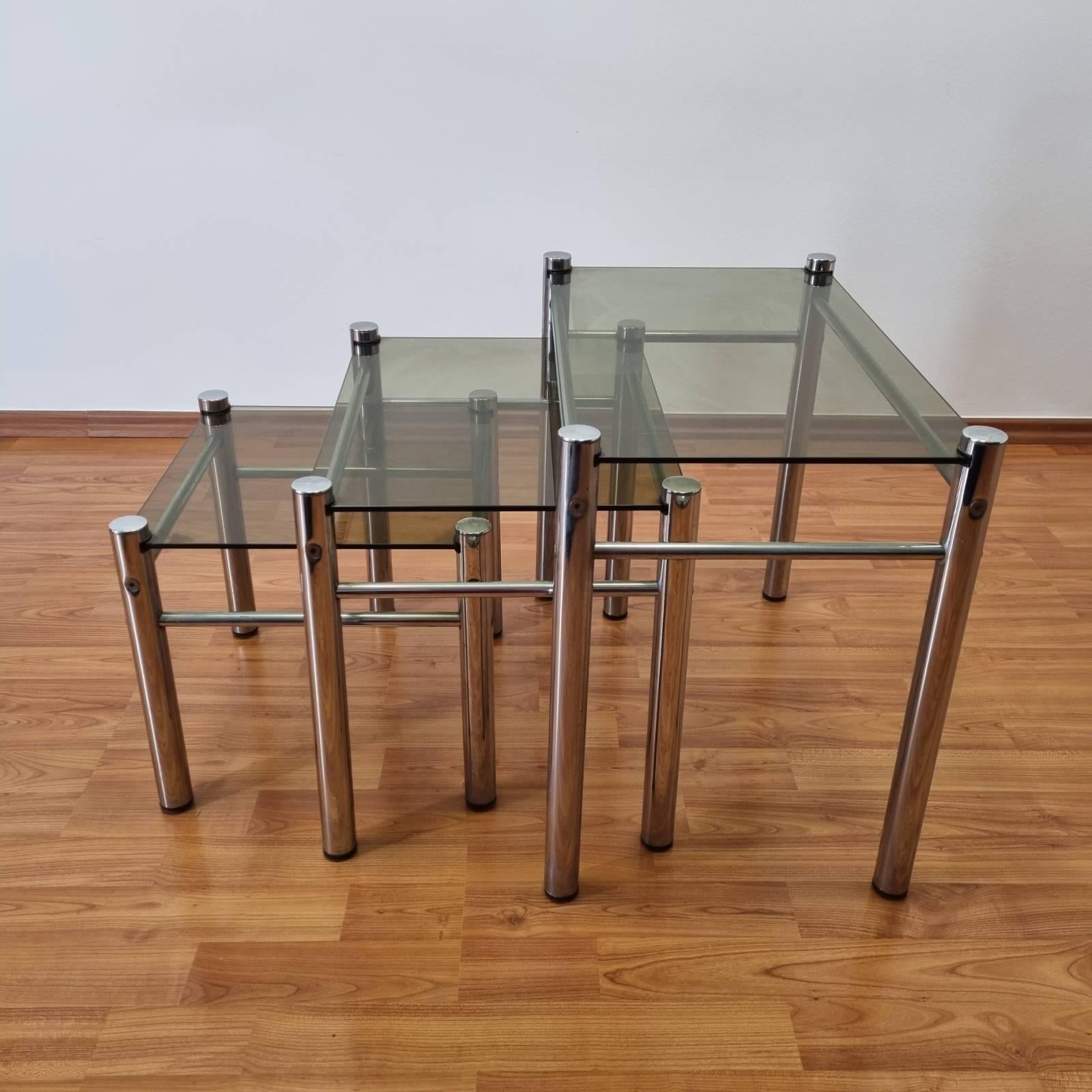 Mid Century Nesting Tables, Bauhaus Style Coffee Tables, Italy 70s 2