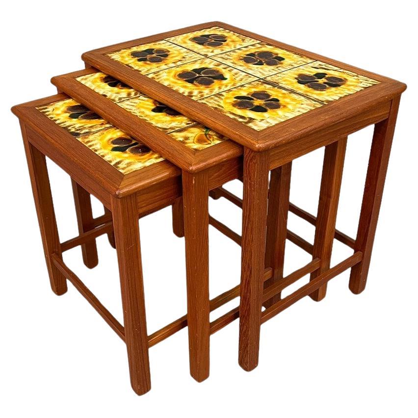 Mid Century nesting tables ceramic set of three