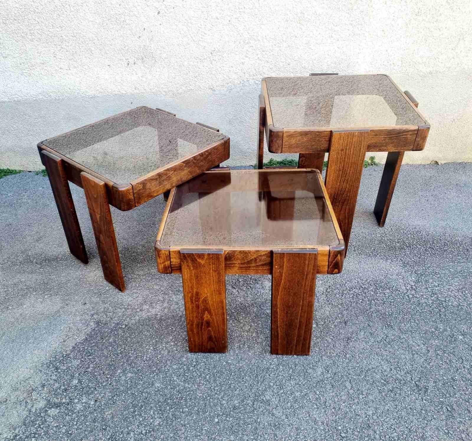 Mid Century Nesting Tables Designed by Gianfranco Frattini for Meblo, Italy 70s 3