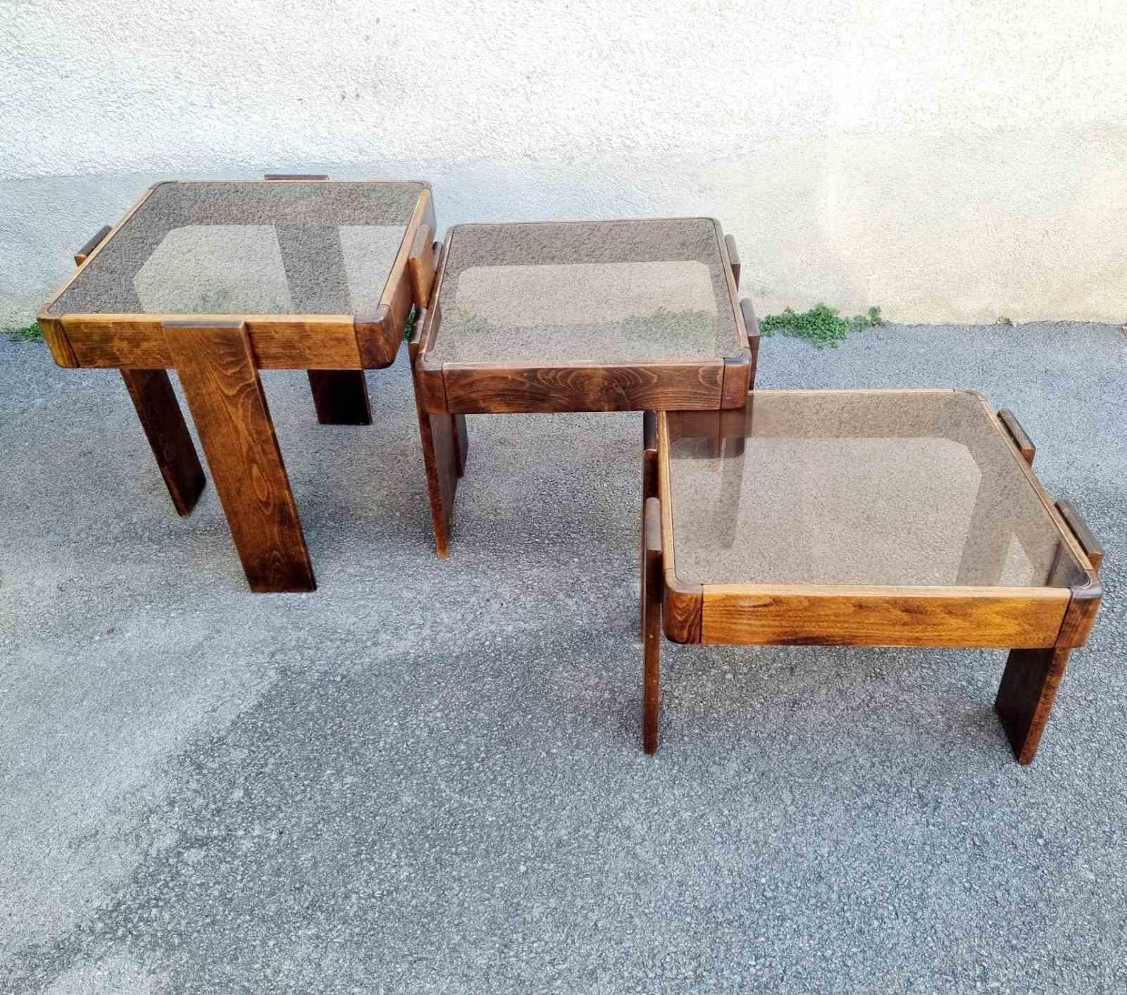 Mid Century Nesting Tables Designed by Gianfranco Frattini for Meblo, Italy 70s 4