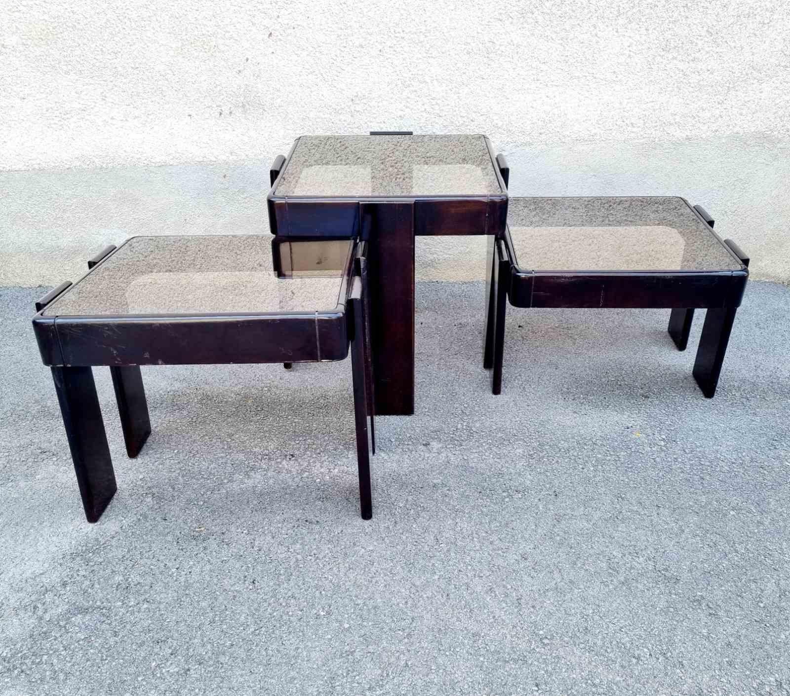 Mid Century Nesting Tables Designed by Gianfranco Frattini for Meblo, Italy 70s For Sale 4