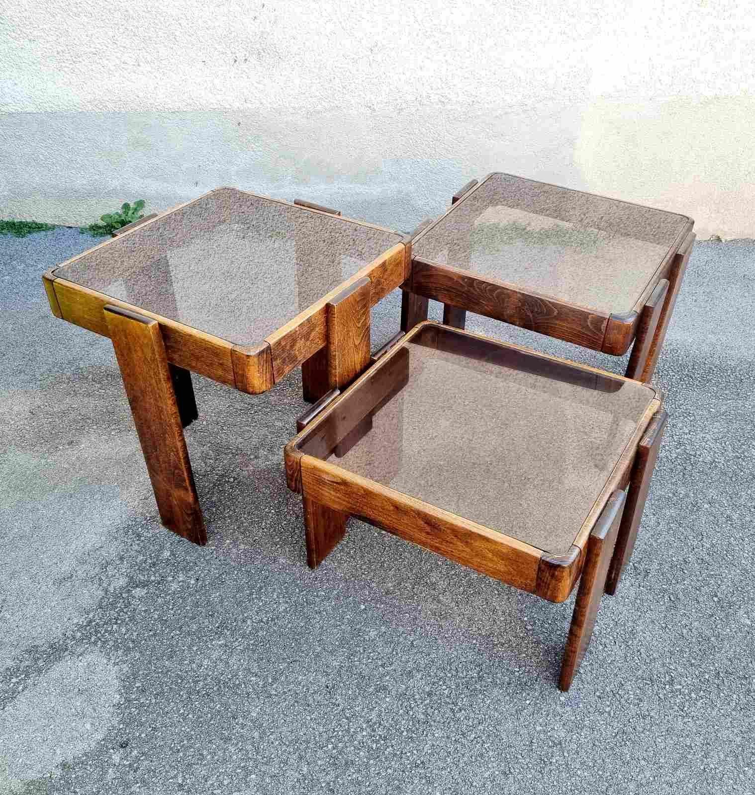 Mid Century Nesting Tables Designed by Gianfranco Frattini for Meblo, Italy 70s 5