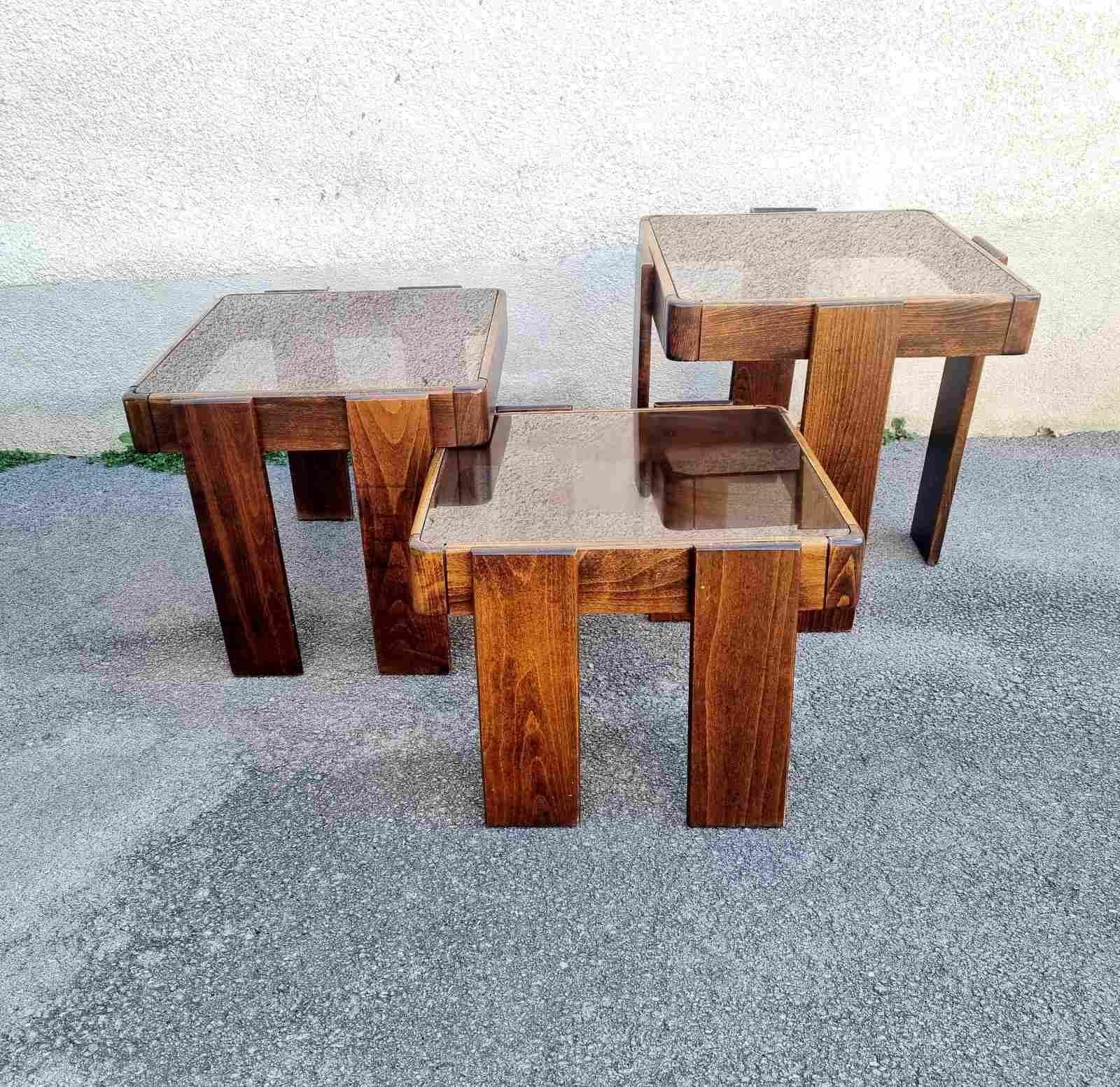 Mid Century Nesting Tables Designed by Gianfranco Frattini for Meblo, Italy 70s 7