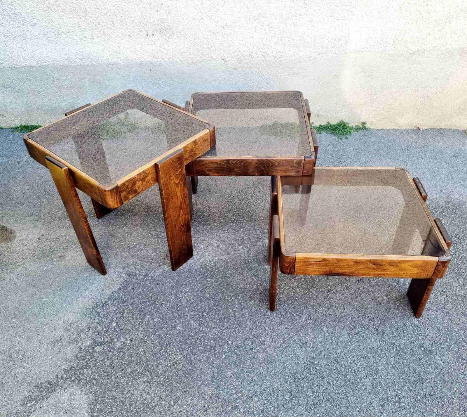 Mid Century Nesting Tables Designed by Gianfranco Frattini for Meblo, Italy 70s 8