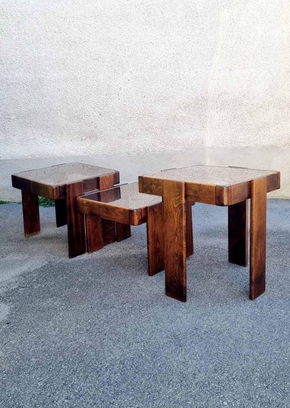 Italian Mid Century Nesting Tables Designed by Gianfranco Frattini for Meblo, Italy 70s