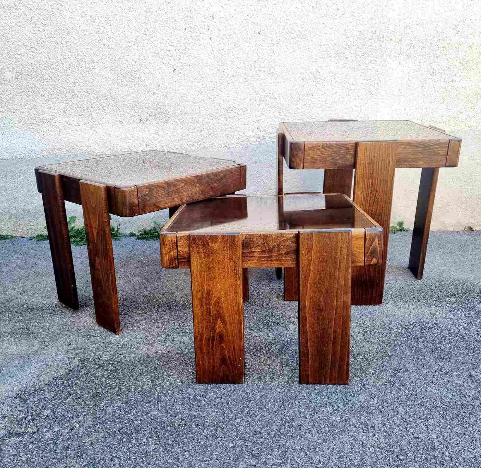 Mid Century Nesting Tables Designed by Gianfranco Frattini for Meblo, Italy 70s In Good Condition In Lucija, SI