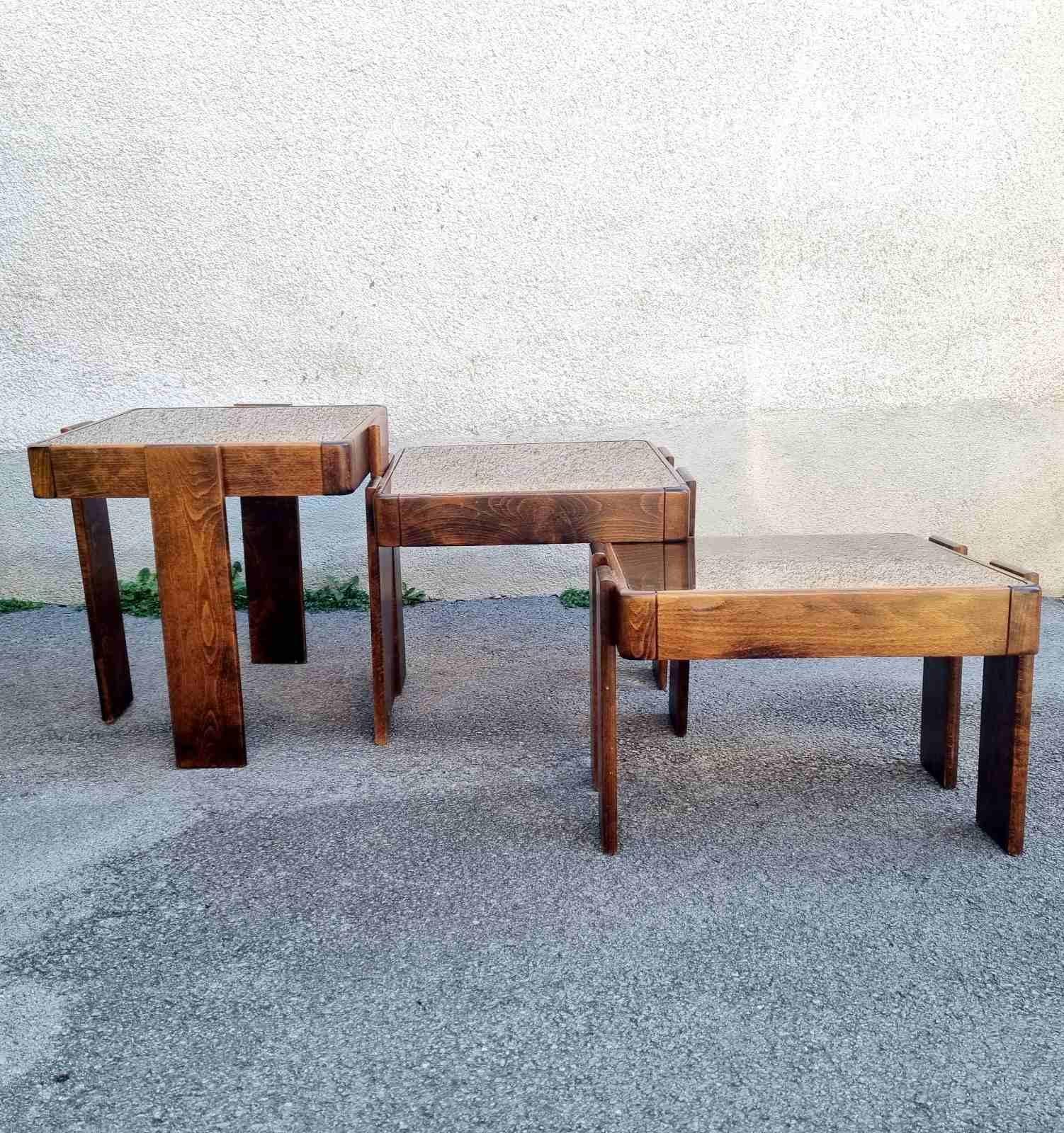Mid-20th Century Mid Century Nesting Tables Designed by Gianfranco Frattini for Meblo, Italy 70s