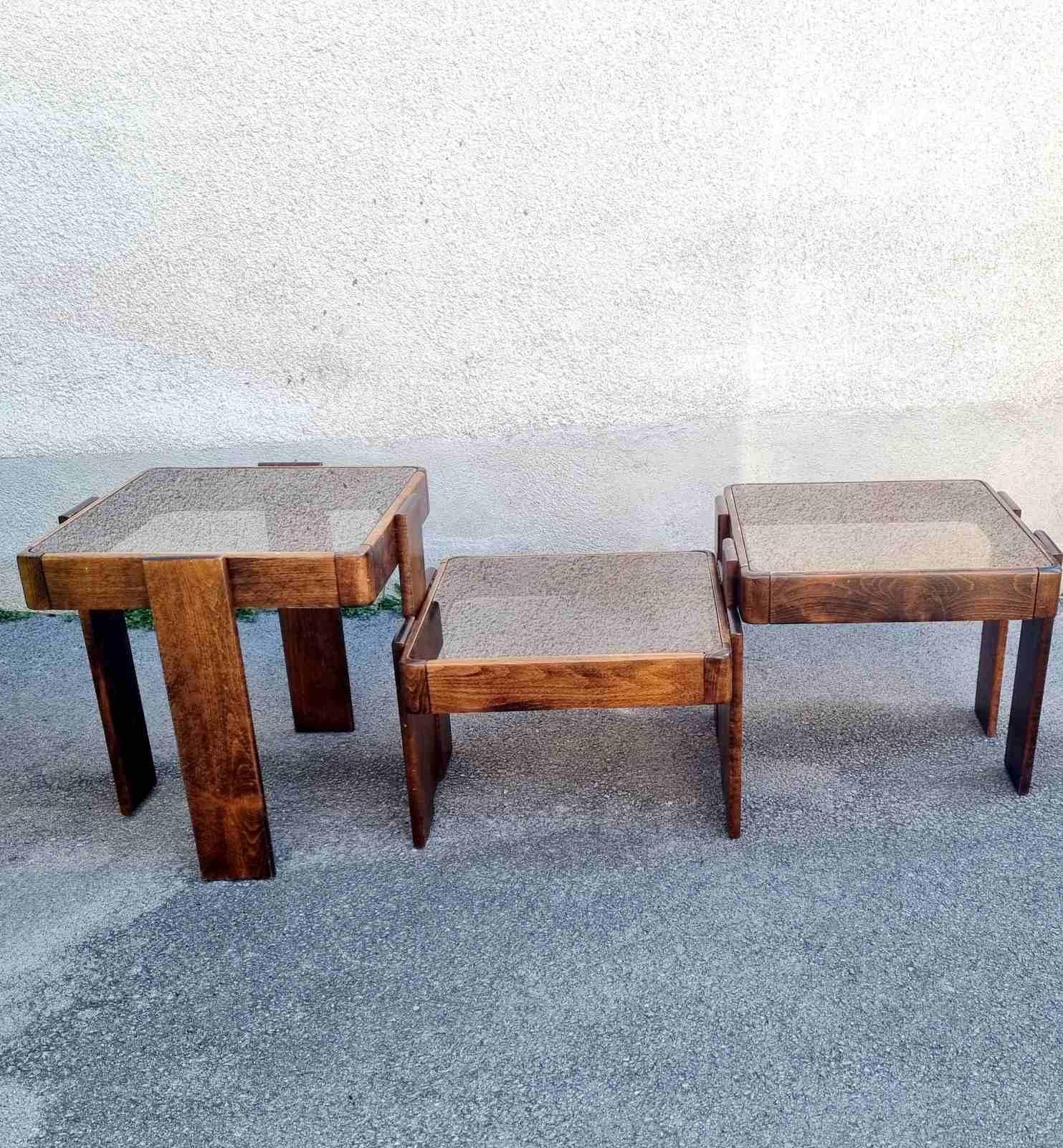 Mid Century Nesting Tables Designed by Gianfranco Frattini for Meblo, Italy 70s 1