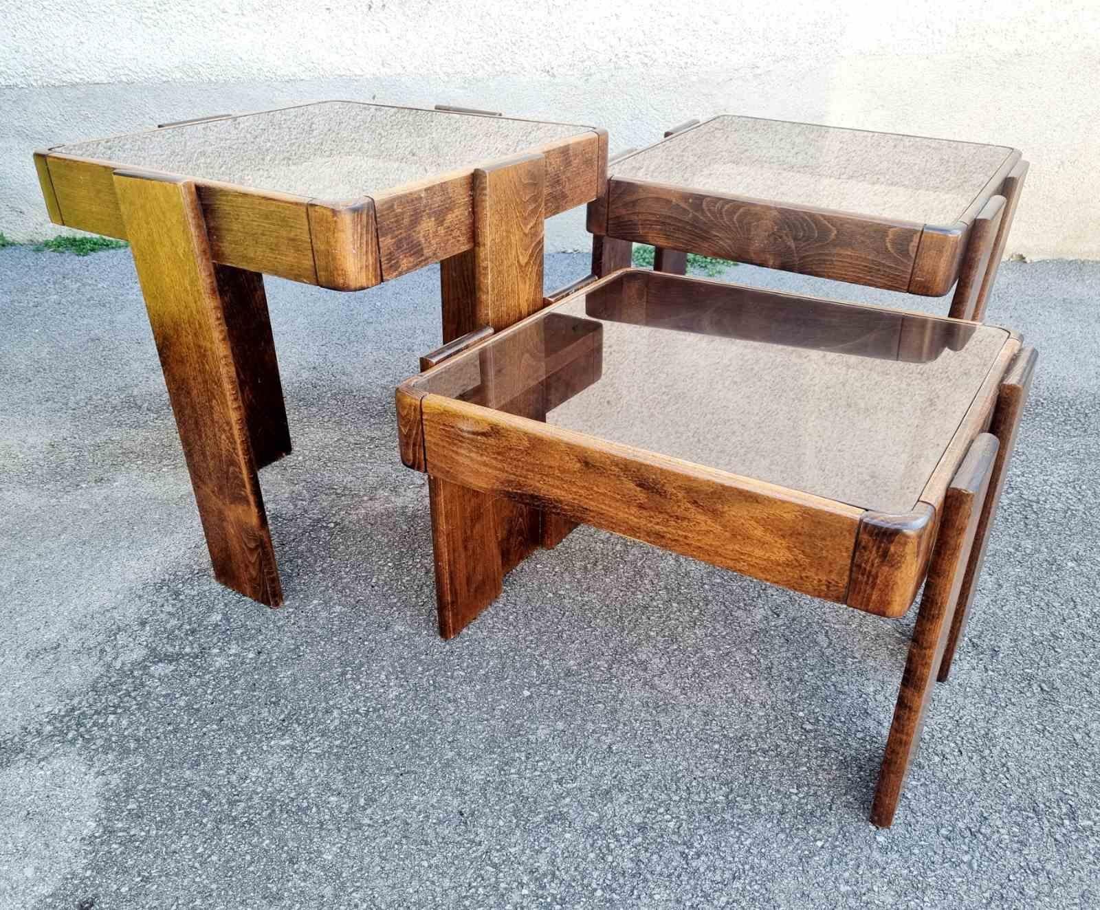 Mid Century Nesting Tables Designed by Gianfranco Frattini for Meblo, Italy 70s 2