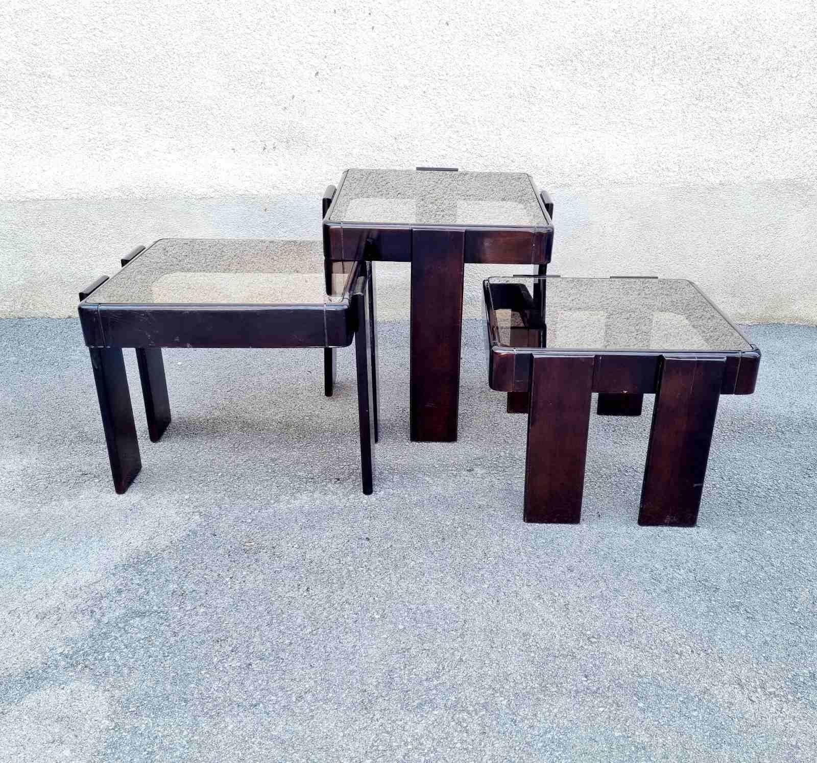 Mid Century Nesting Tables Designed by Gianfranco Frattini for Meblo, Italy 70s For Sale 2