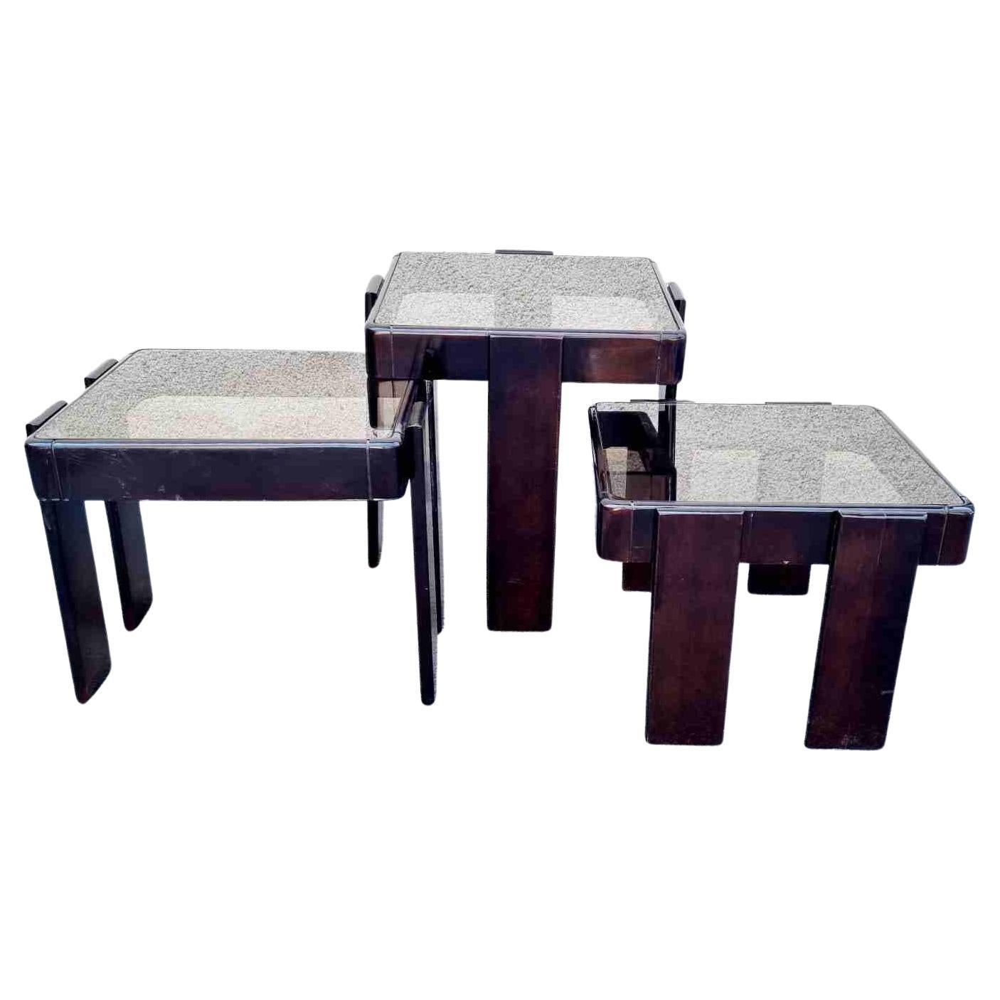 Mid Century Nesting Tables Designed by Gianfranco Frattini for Meblo, Italy 70s For Sale
