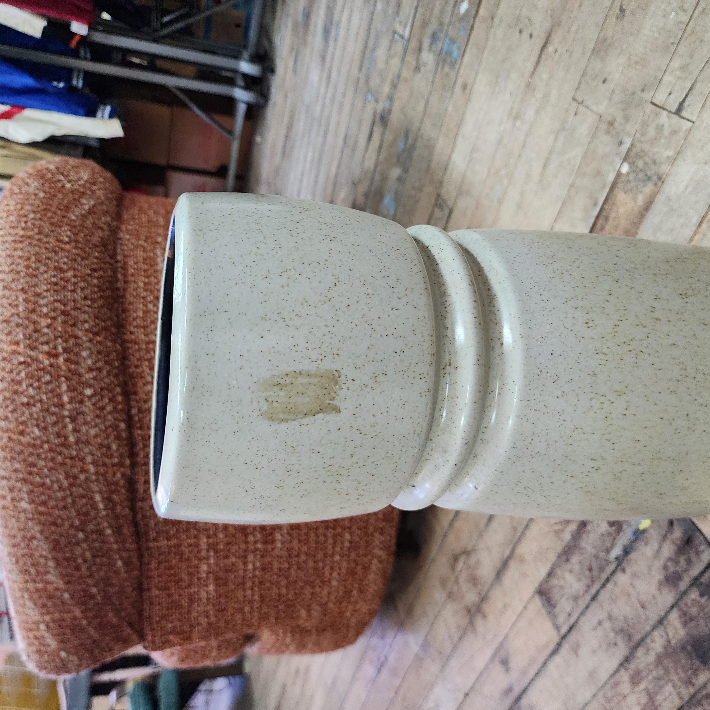 Asian Mid-Century Neutral Colored Lapid Israeli Large Ceramic Vase For Sale