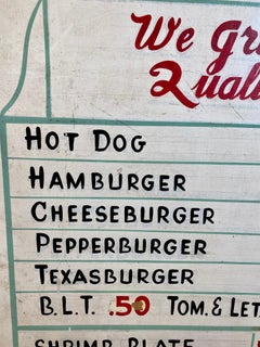 Mid Century New England Style Snack Bar Sign from the Mid West, Late 1940s