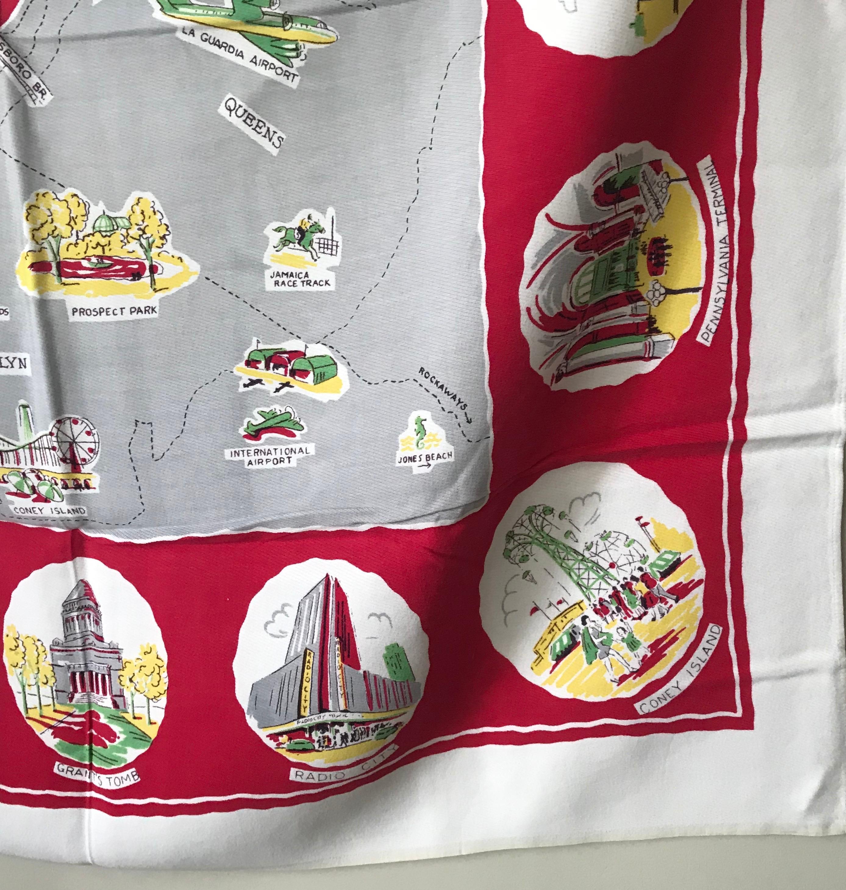 Mid-20th Century Midcentury New York City Souvenier Table Cloth For Sale