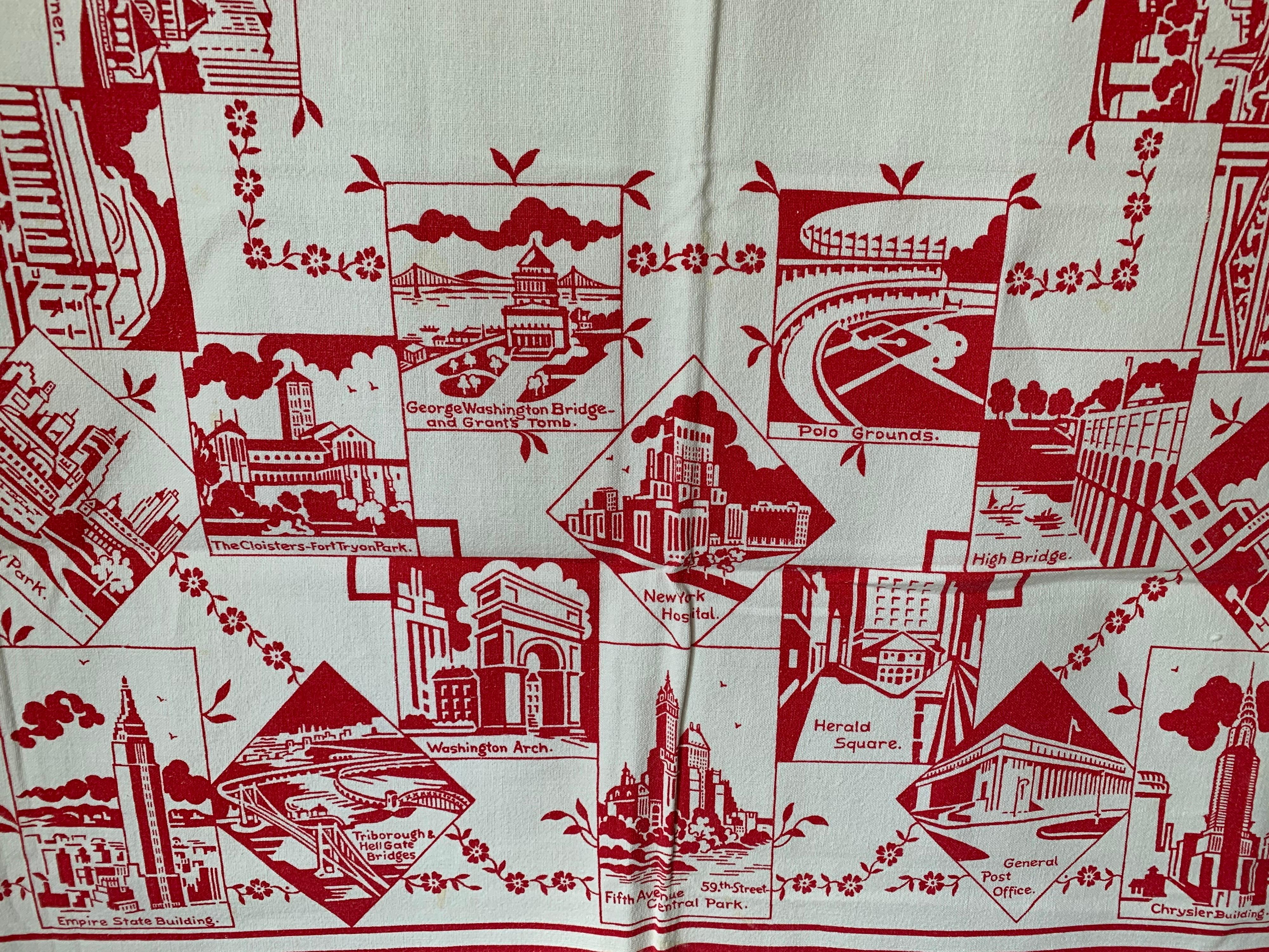 Mid-Century New York City Souvenir Table Cloth For Sale 4