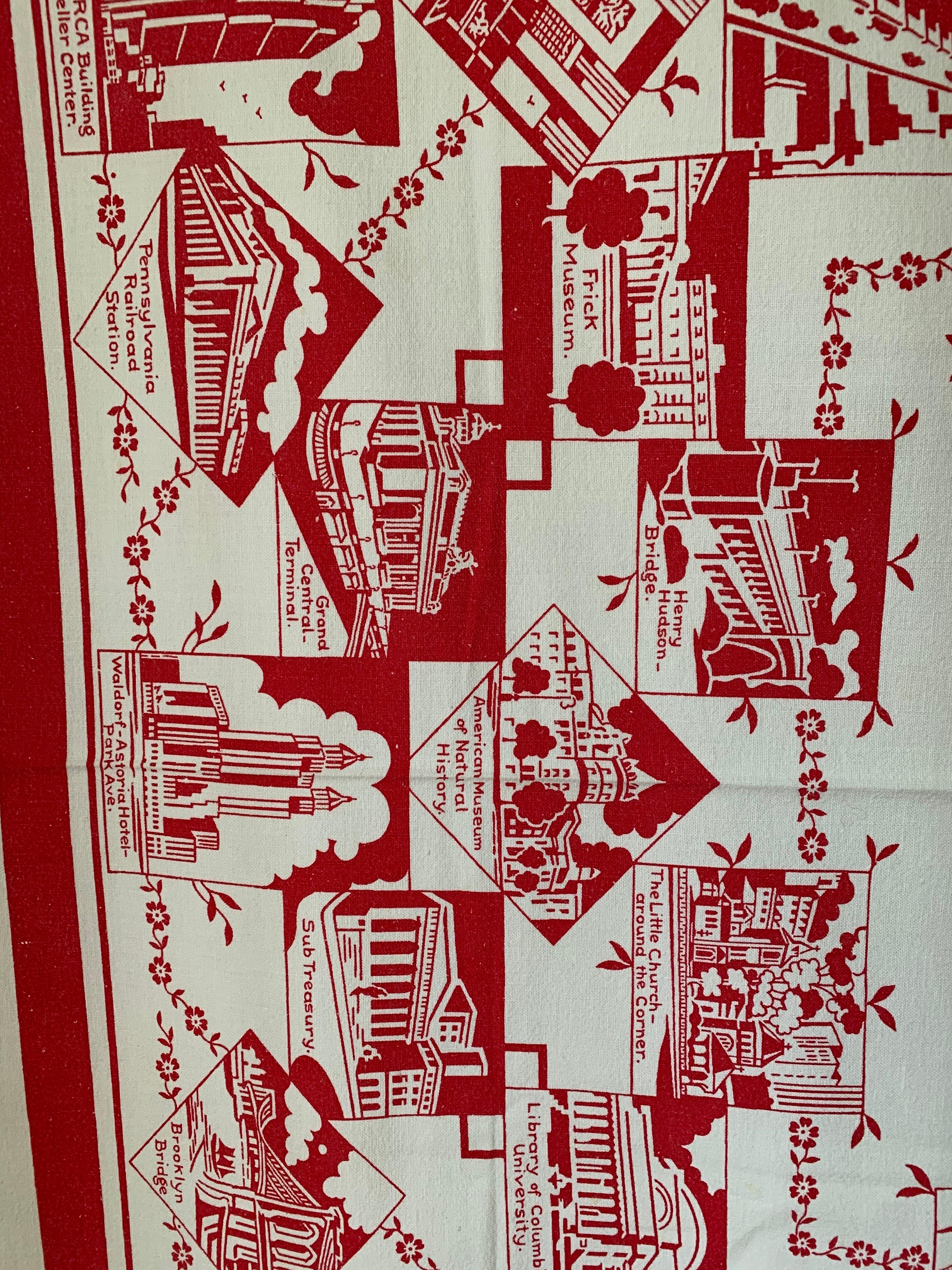 Mid-Century New York City Souvenir Table Cloth For Sale 5