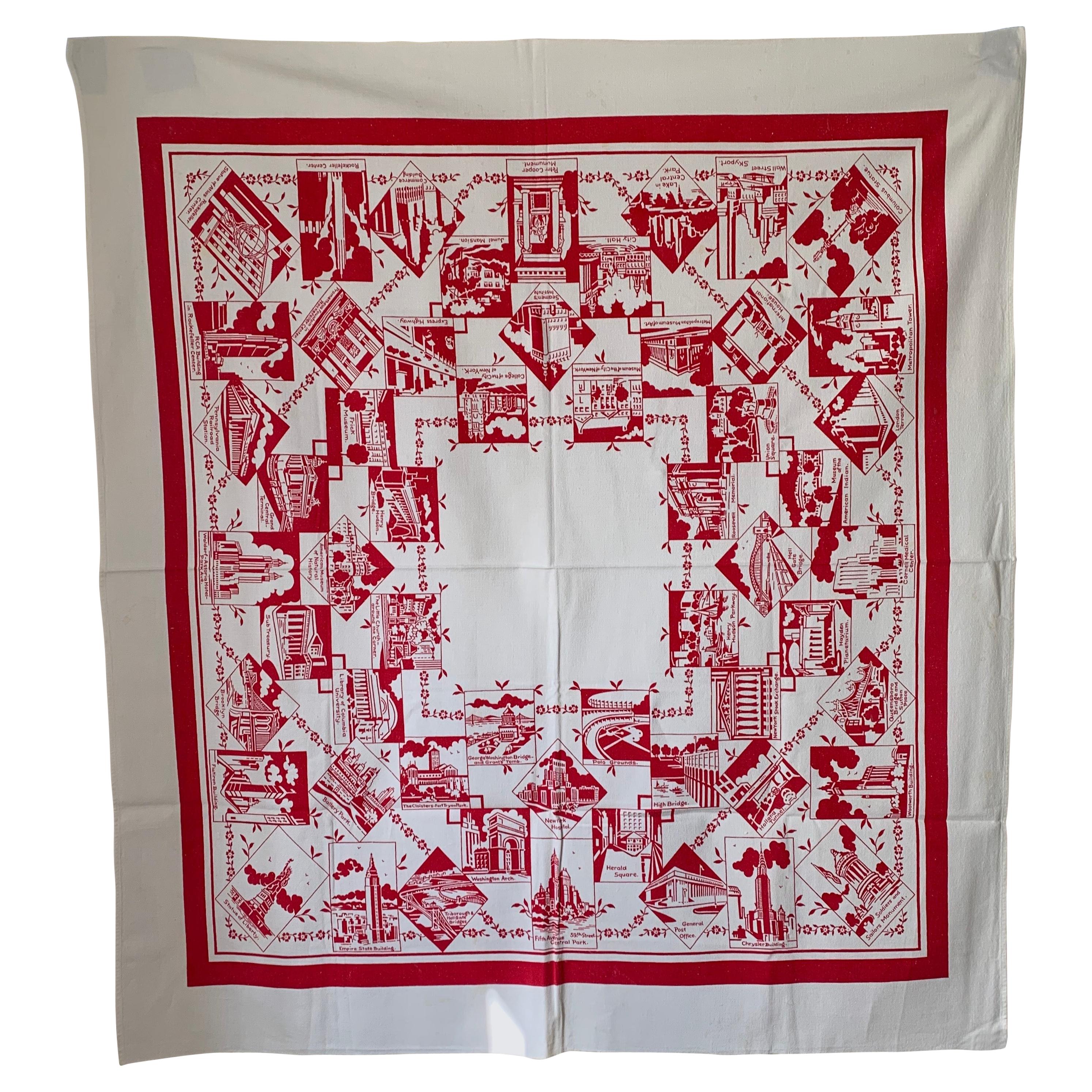 Mid-Century New York City Souvenir Table Cloth