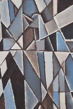 Midcentury New York School Abstract Modernist Cubist Oil Painting, 1960s