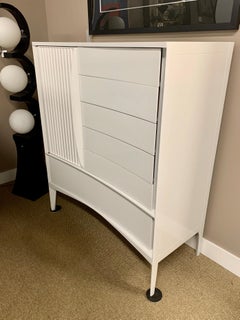 Midcentury Newly Brilliant White Lacquered Dresser Chest Highboy Cabinet
