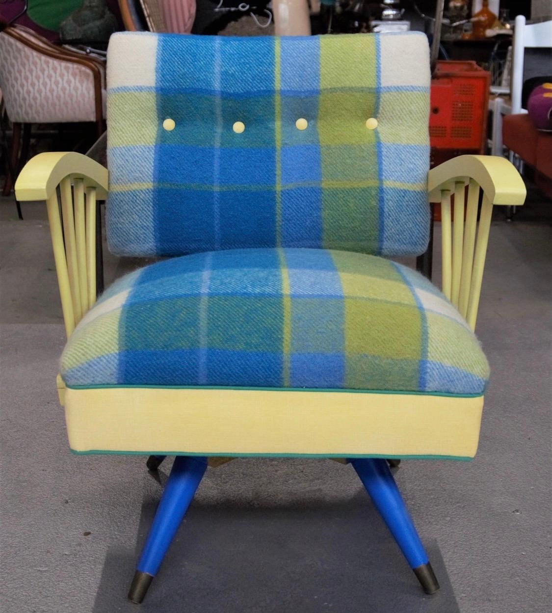 Fabric Midcentury Newly Upholstered Hermitage Cabinet Shop Nashville Rocking Chair For Sale