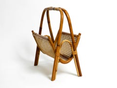 Mid Century Newspaper and Magazine Rack Made of Bamboo and Viennese Braid