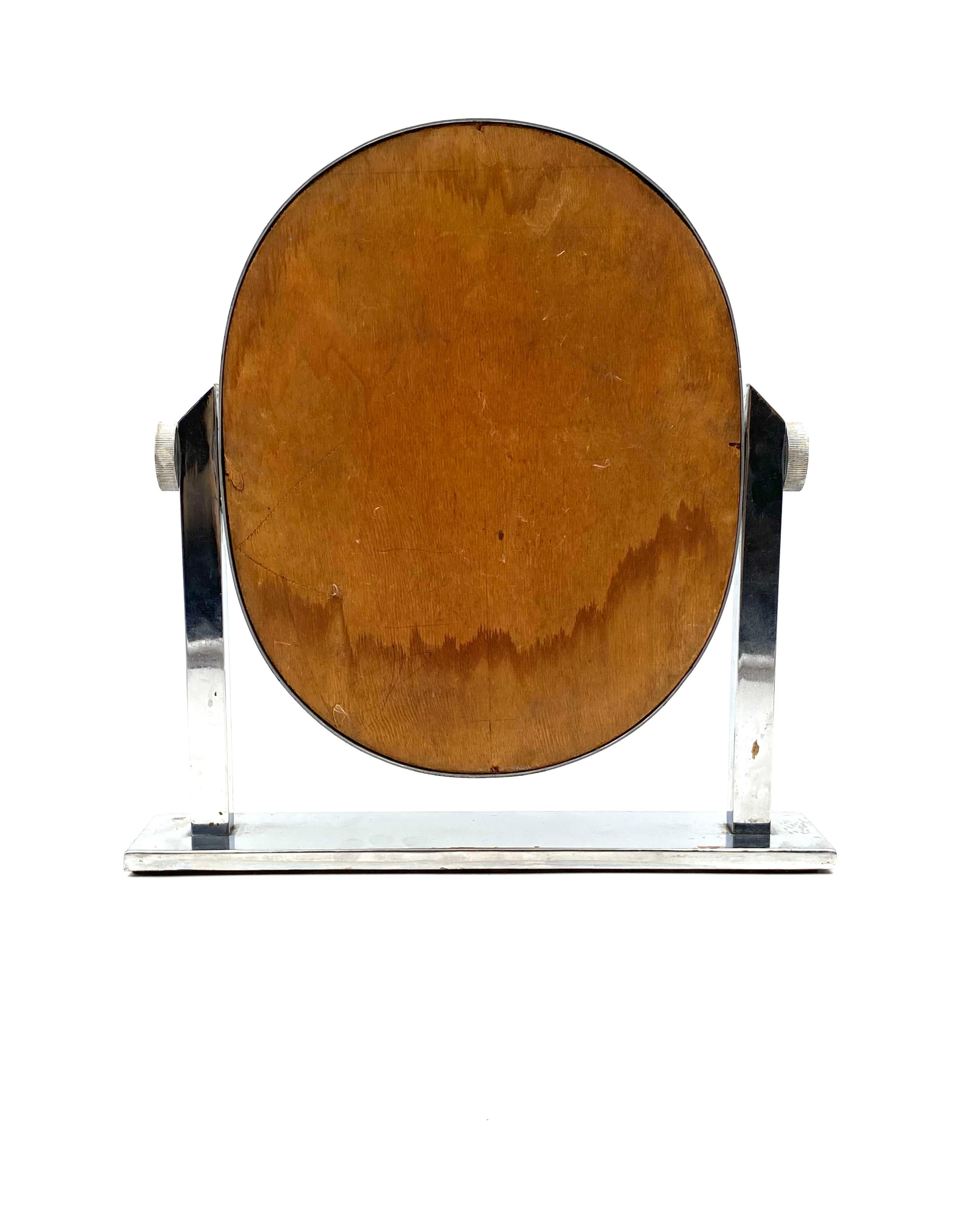 Midcentury Nickel-Plated Brass Table Mirror / Vanity, Italy, 1960s For Sale 8