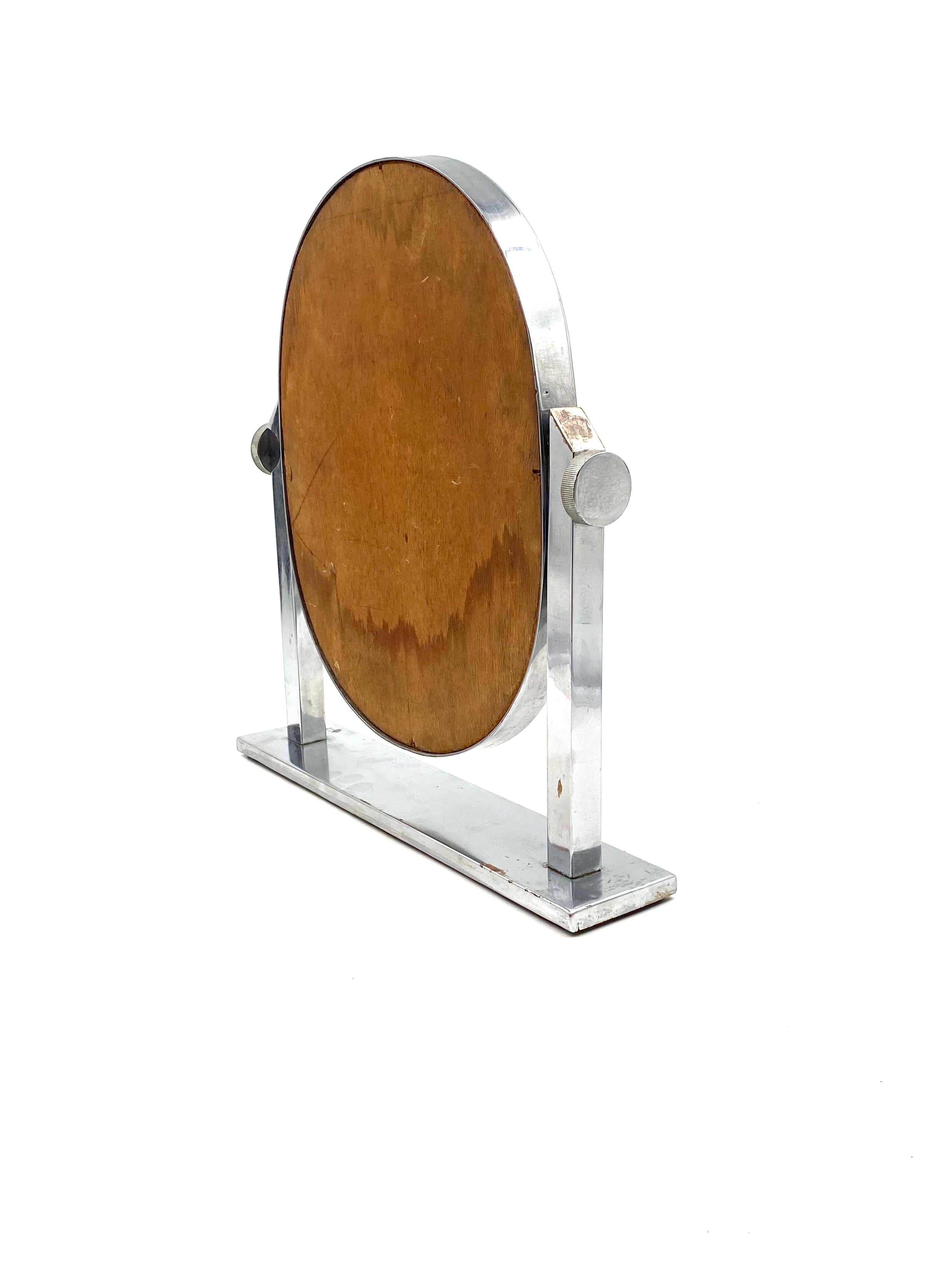 Midcentury Nickel-Plated Brass Table Mirror / Vanity, Italy, 1960s For Sale 9