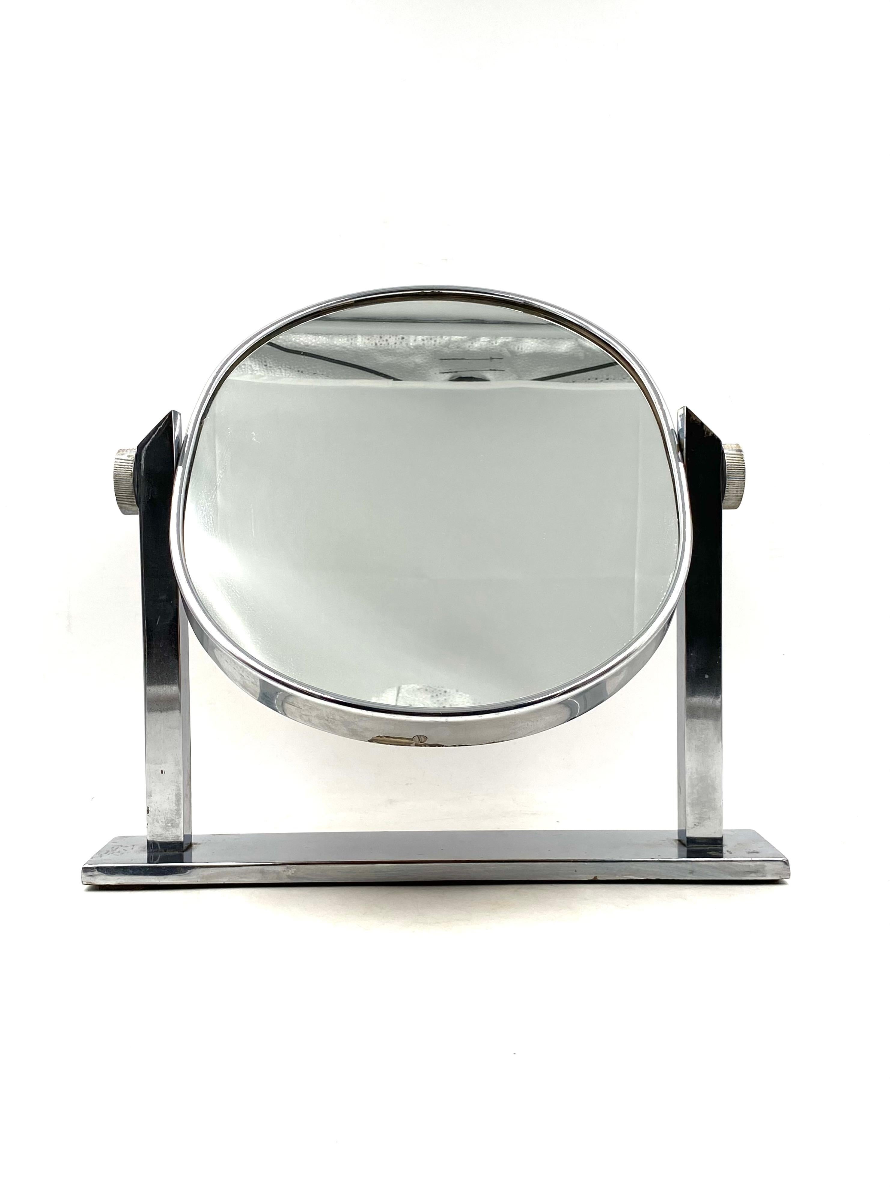 Midcentury Nickel-Plated Brass Table Mirror / Vanity, Italy, 1960s For Sale 14