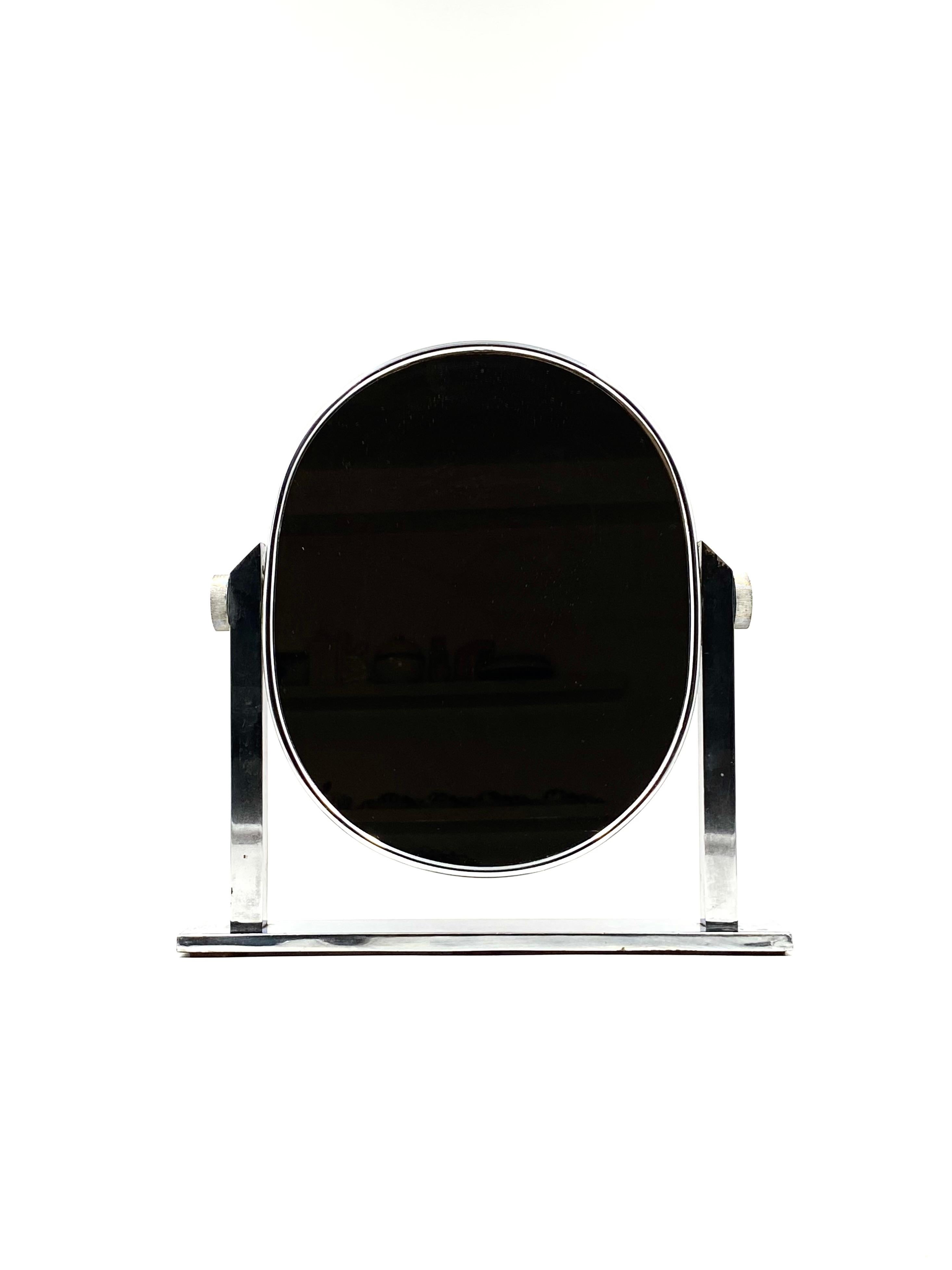 Midcentury Nickel-Plated Brass Table Mirror / Vanity, Italy, 1960s For Sale 3