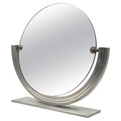 Vintage Mid-century nickel-plated brass table mirror / vanity, Missaglia Italy 1970s