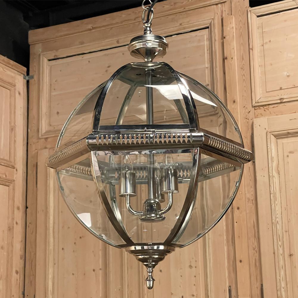 Mid-Century Nickel-Plated Orb Pendant Chandelier For Sale 6
