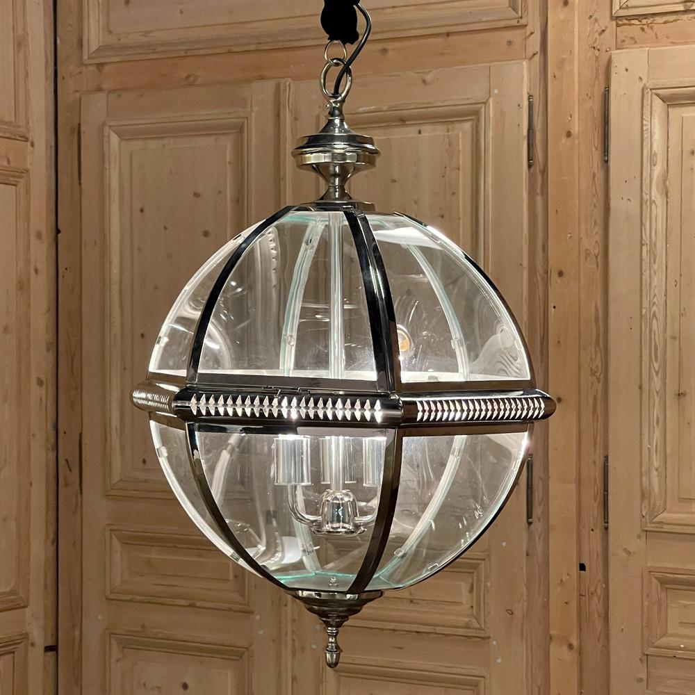 Mid-Century Modern Mid-Century Nickel-Plated Orb Pendant Chandelier For Sale