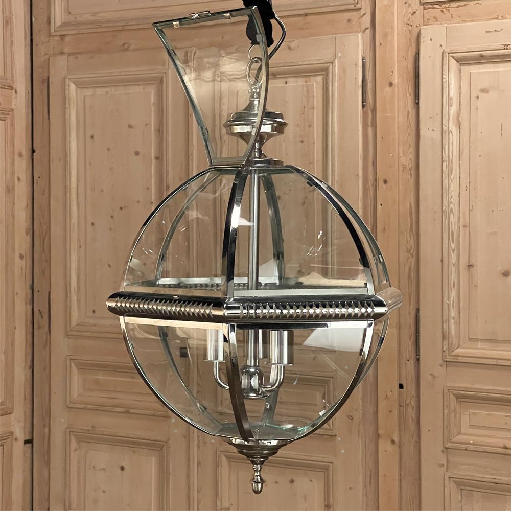 Mid-Century Nickel-Plated Orb Pendant Chandelier For Sale 2