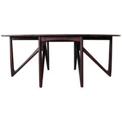 Mid Century Niels Koefoed Rosewood Gate Leg Dining Table, Denmark, 1960s