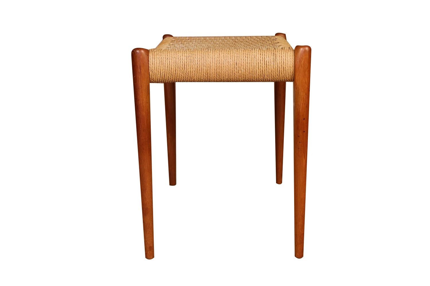 Mid-Century Modern Midcentury Niels Møller Teak Model 80A Ottoman Danish Cord Seat