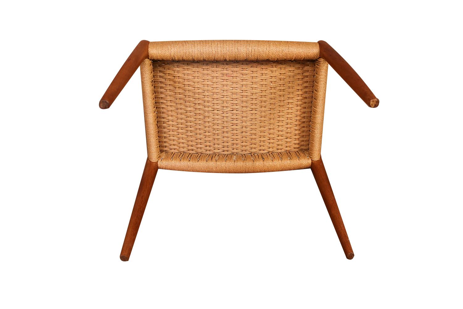 Midcentury Niels Møller Teak Model 80A Ottoman Danish Cord Seat 1