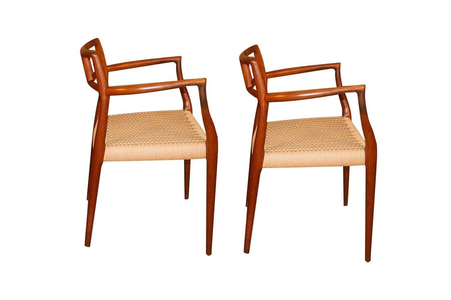 Cord Midcentury Niels Moller Teak Model 64 Armchairs