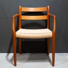 Midcentury Niels Otto Moller #67 and #84 Teak and Papercord Chairs, circa 1960