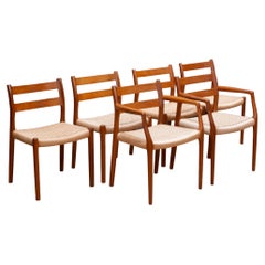 Midcentury Niels Otto Moller #67 and #84 Teak and Papercord Chairs, circa 1960