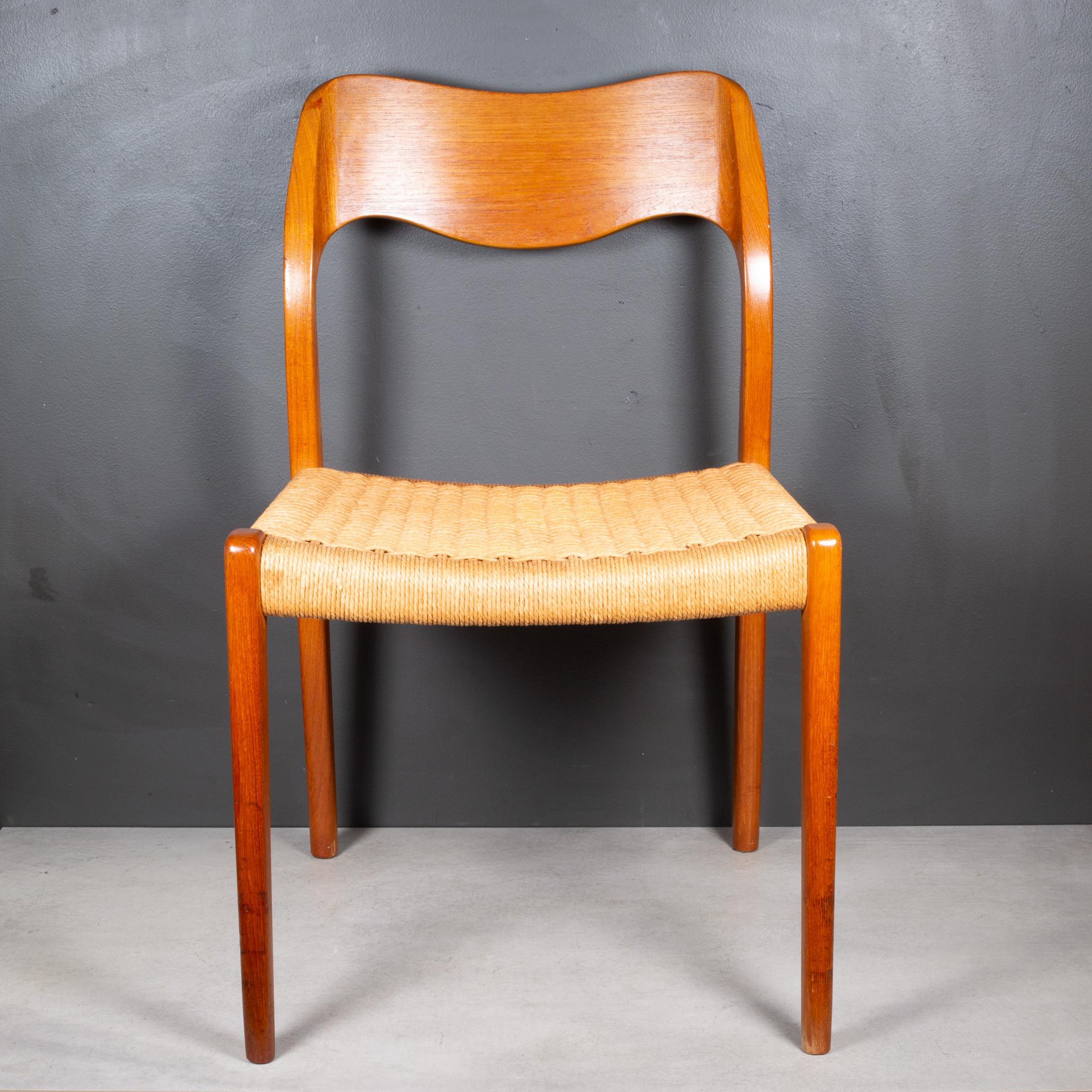 Mid-century Niels Otto Moller Model #71 Teak and Rush Dining Chairs c.1960 4