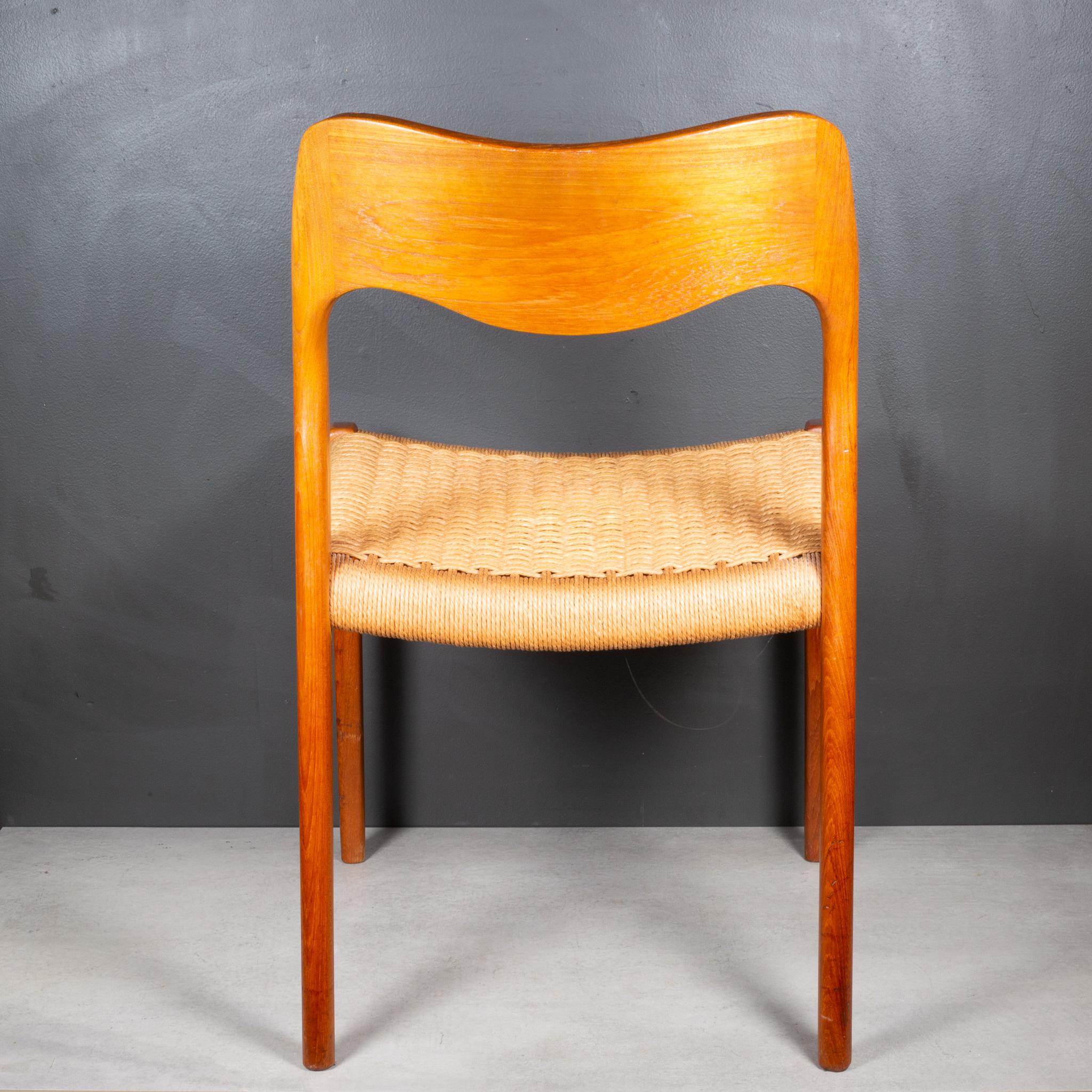 Mid-century Niels Otto Moller Model #71 Teak and Rush Dining Chairs c.1960 6