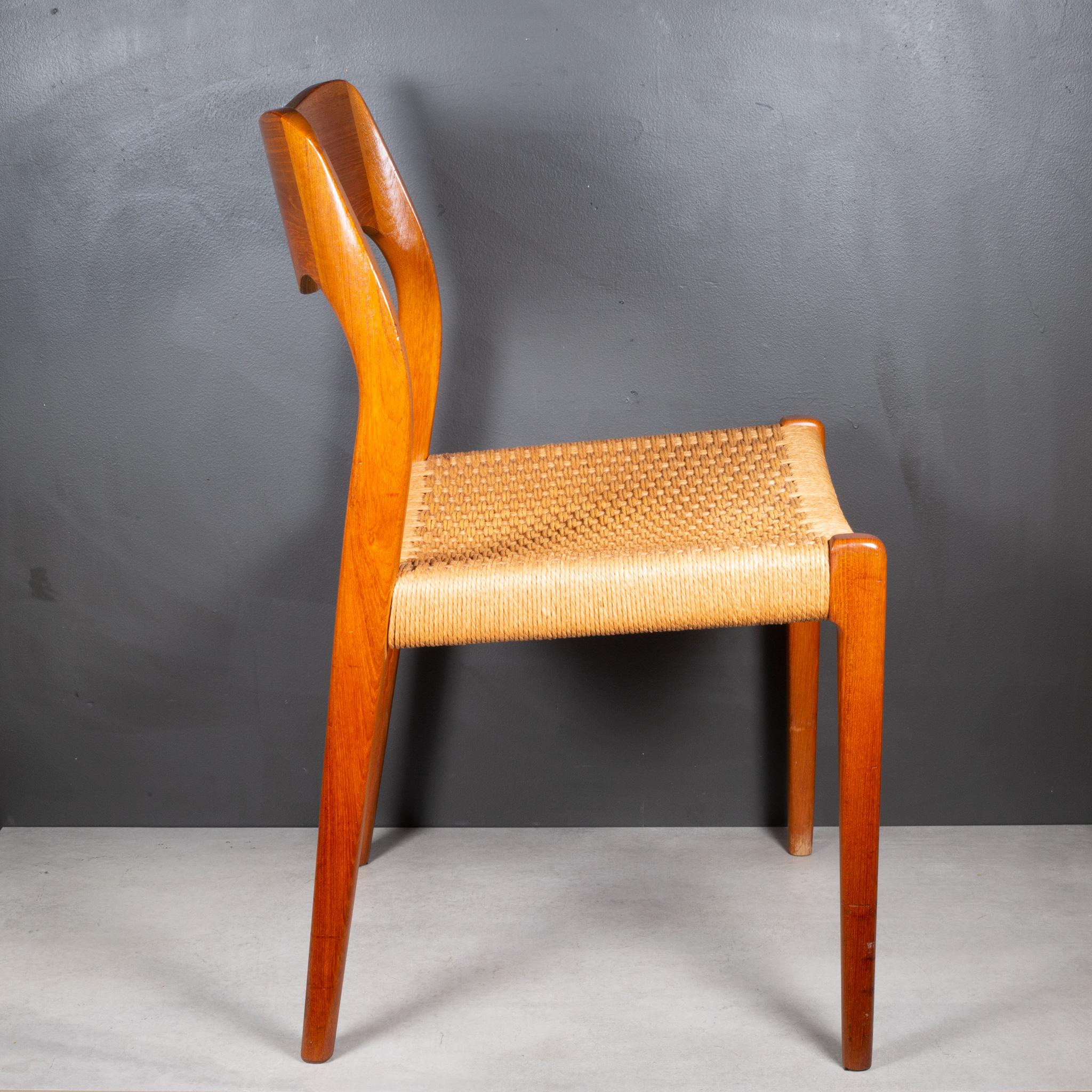 Mid-century Niels Otto Moller Model #71 Teak and Rush Dining Chairs c.1960 7