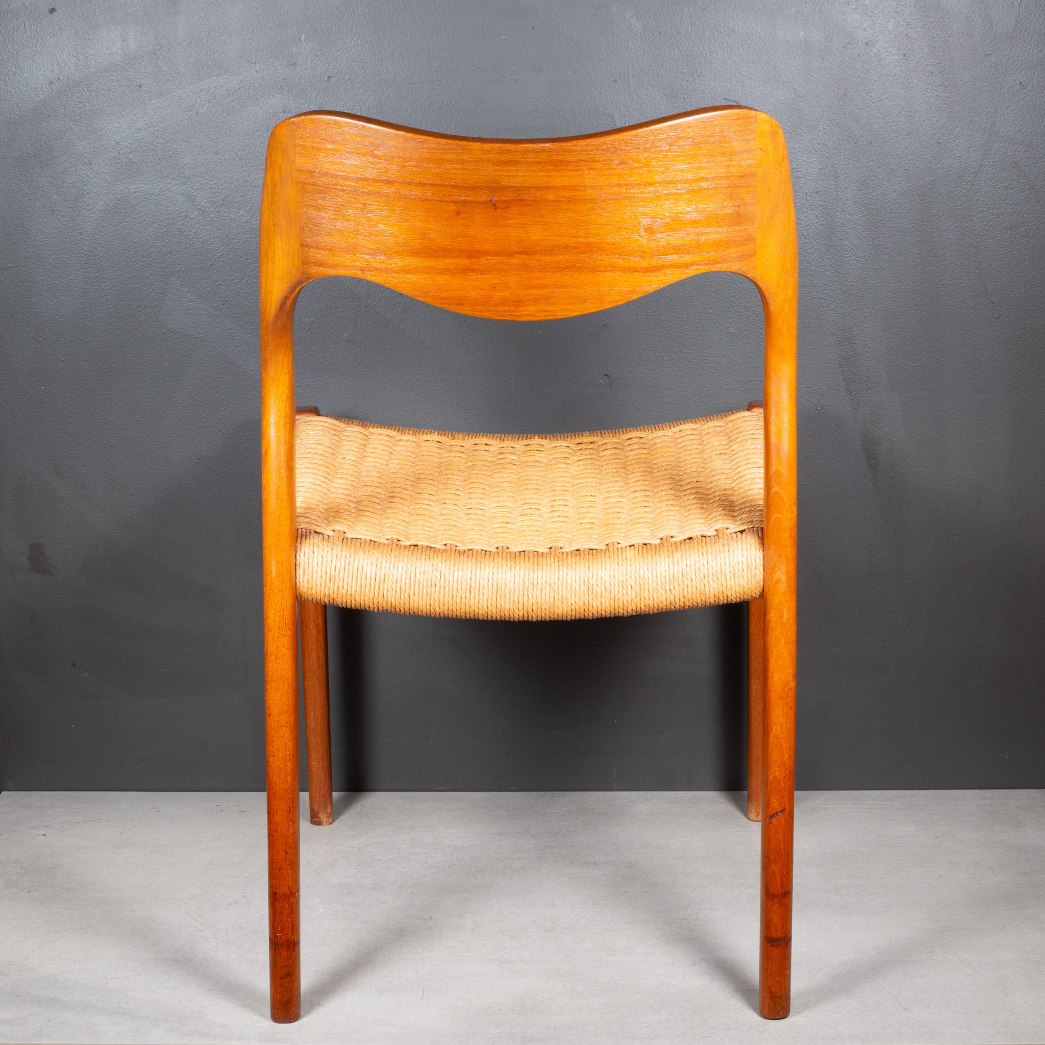 Danish Mid-century Niels Otto Moller Model #71 Teak and Rush Dining Chairs c.1960